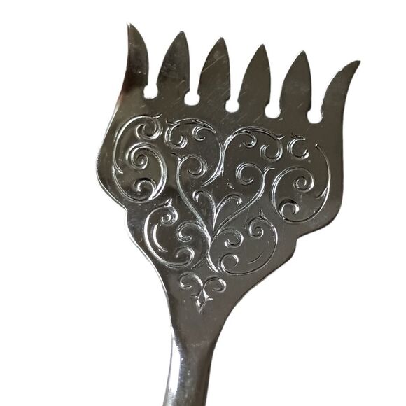 Sheffield Glass Server Plate Set Chrome Fork Holder Vintage Seafood Appetizers. - Picture 14 of 16